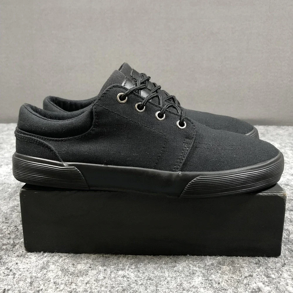 St. John's Bay Shoes Mens Size 8.5 Black Canvas Lace Up Casual SJB Bryce
